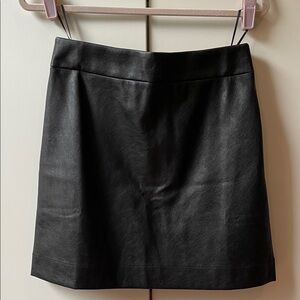NWOT J. Crew Factory Black Faux Leather Mini Skirt A-Line Size 4
